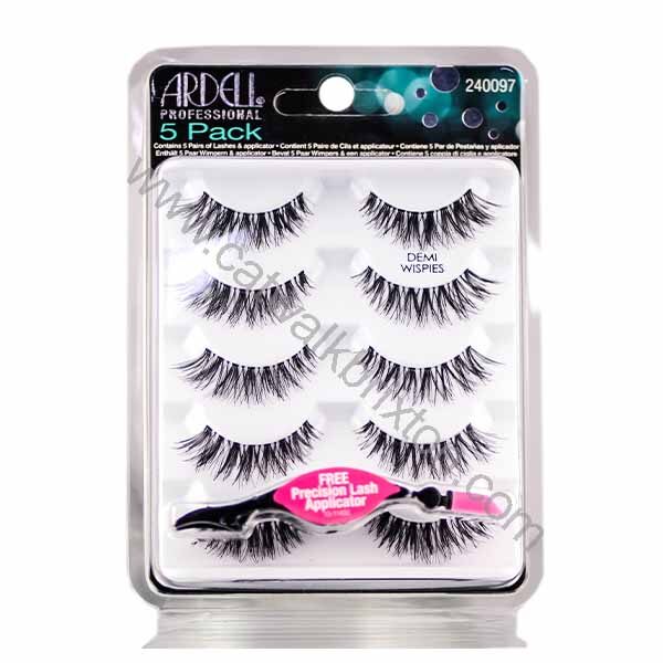Ardell | Strip Eye Lashes | 5 Pack Demi Wispies With FREE Precision Lash Applicator 240097