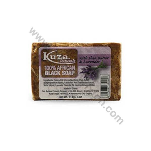 KUZA | HUNDRED PERCENT AFRICAN BLACK SOAP WITH SHEA BUTTER LAVENDER 4oz
