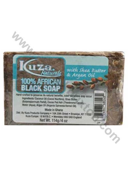 KUZA | 100 PERCENT AFRICAN BLACK SOAP WITH SHEA BUTTER AND ARGAN OIL 4oz