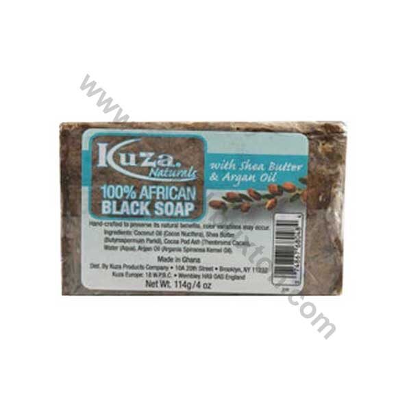 KUZA | 100 PERCENT AFRICAN BLACK SOAP WITH SHEA BUTTER AND ARGAN OIL 4oz