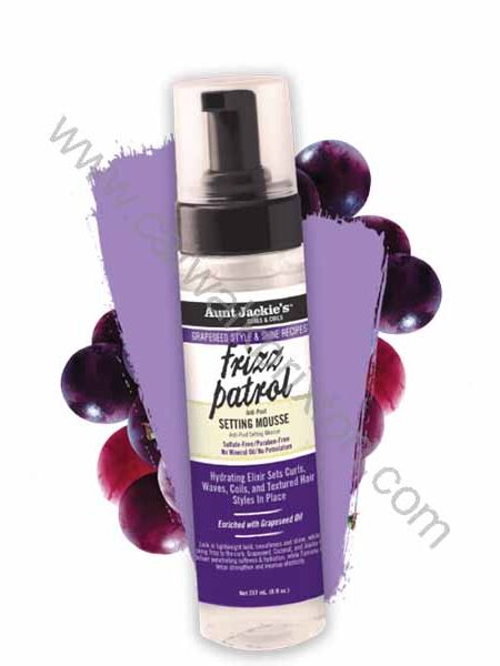AUNT JACKIES | NEW! GRAPESEED | FRIZZ PATROL Anti-Poof TWIST & CURL SETTING MOUSSE 8oz