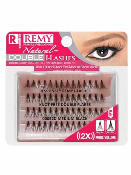 Response | Flare Eye Lashes | Natural+Double I-Lashes Knot Free Flare 52 Medium Black