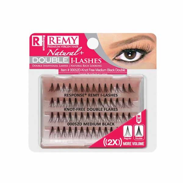 Response | Flare Eye Lashes | Natural+Double I-Lashes Knot Free Flare 52 Medium Black