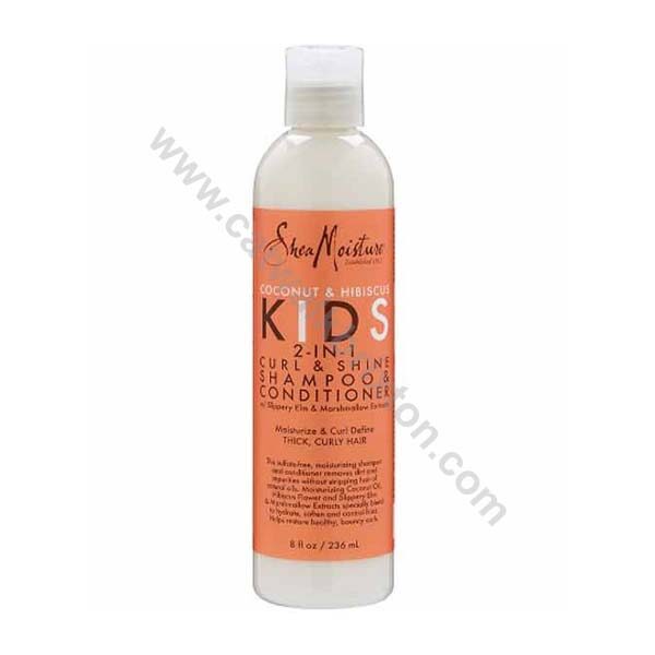 Shea Moisture | COCONUT AND HIBISCUS KIDS | 2 IN 1 CURL AND SHINE SHAMPOO AND CONDITIONER 8oz