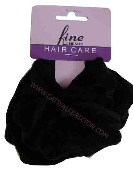 FINE LINES | UK VELVET PONYTAIL SCRUNCHIES 6012 B BLACK 2PCS