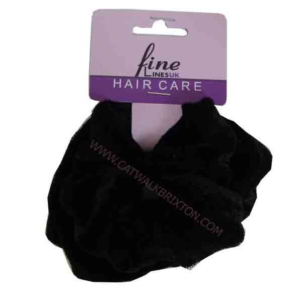 FINE LINES | UK VELVET PONYTAIL SCRUNCHIES 6012 B BLACK 2PCS