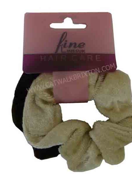 FINE LINES | UK VELVET PONYTAIL SCRUNCHIES 6012 ASSORTED 2PCS