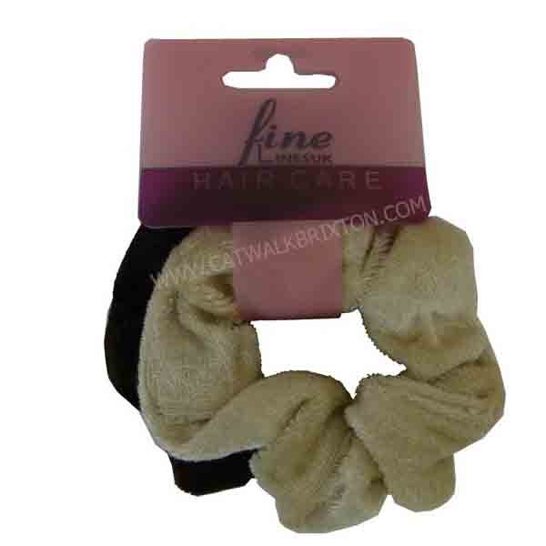 FINE LINES | UK VELVET PONYTAIL SCRUNCHIES 6012 ASSORTED 2PCS