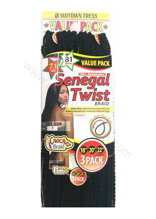 MOTOWNTESS | CST.22M | 3X SENEGAL TWIST 18", 20", 22"