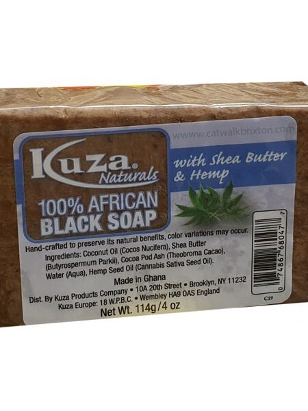 KUZA | 100 PERCENT AFRICAN BLACK SOAP WITH SHEA BUTTER & HEMP 4oz
