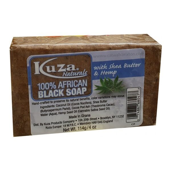 KUZA | 100 PERCENT AFRICAN BLACK SOAP WITH SHEA BUTTER & HEMP 4oz