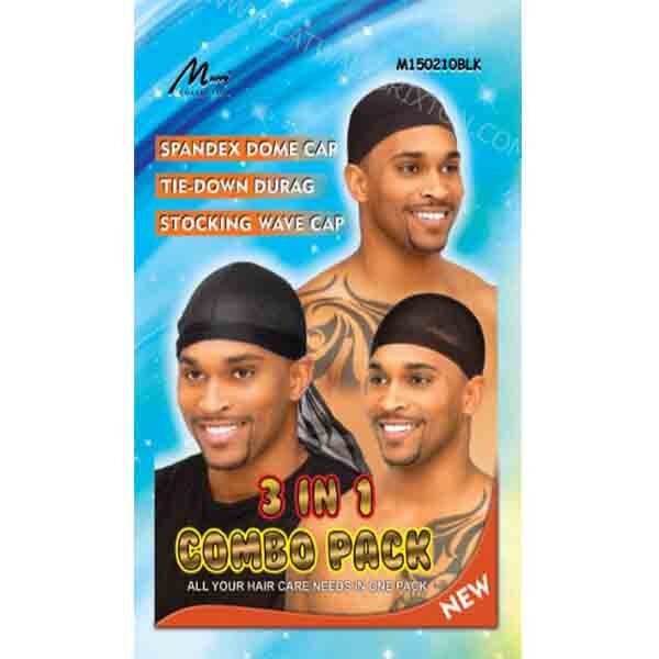 MURRY COLLECTION | SPANDEX | TIE DOWN DURAG | STOCKING WAVE 3 IN 1 M150210BLK