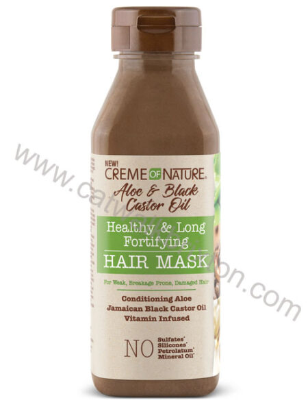 Creme of Nature | Aloe & Black Castor Oil | Healthy & Long Fortifying Hair Mask 12oz