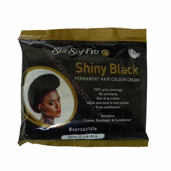 Sta-sof-fro | Shiny Black Permanent Hair Colour Creme (Shiny Black Afro) (Sachet)