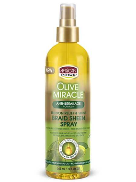 AFRICAN PRIDE | Olive Miracle | Tension Relief & Shine Braid Sheen Spray 355 ML