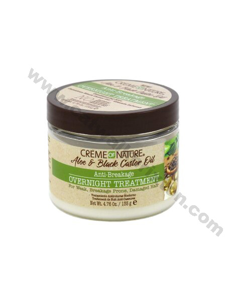 Creme of Nature | Aloe & Black Castor Oil | Anti-Breakage Overnight Treatment 4.76 oz
